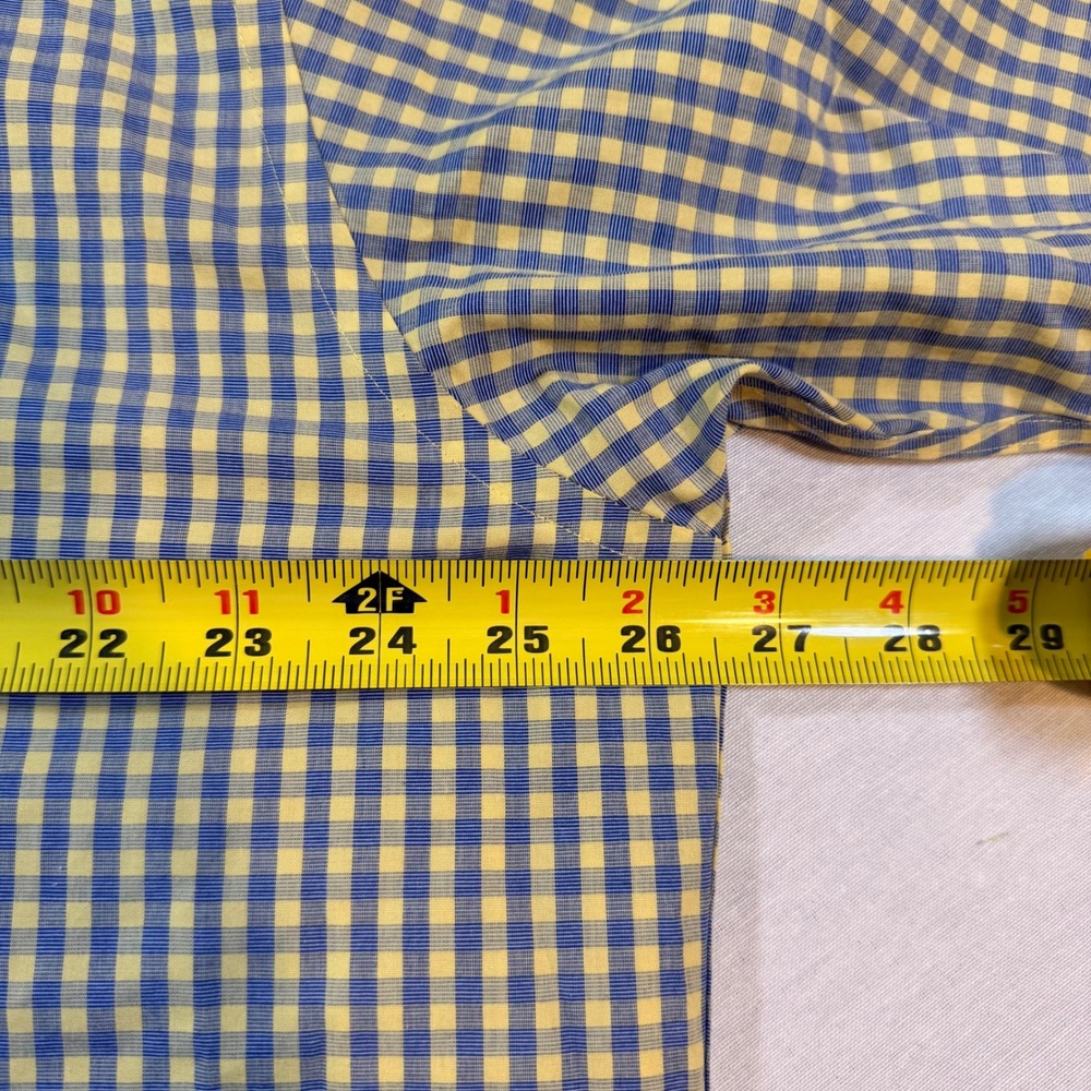 Brooks Brothers Button Down Mens XL Yellow/Blue Gingham Non-Iron Preppy Office - Picture 7 of 10